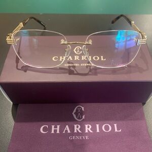 CHARRIOL PC71065 C01. Gold & Tortoise 55mm Square Rimless Eyeglasses